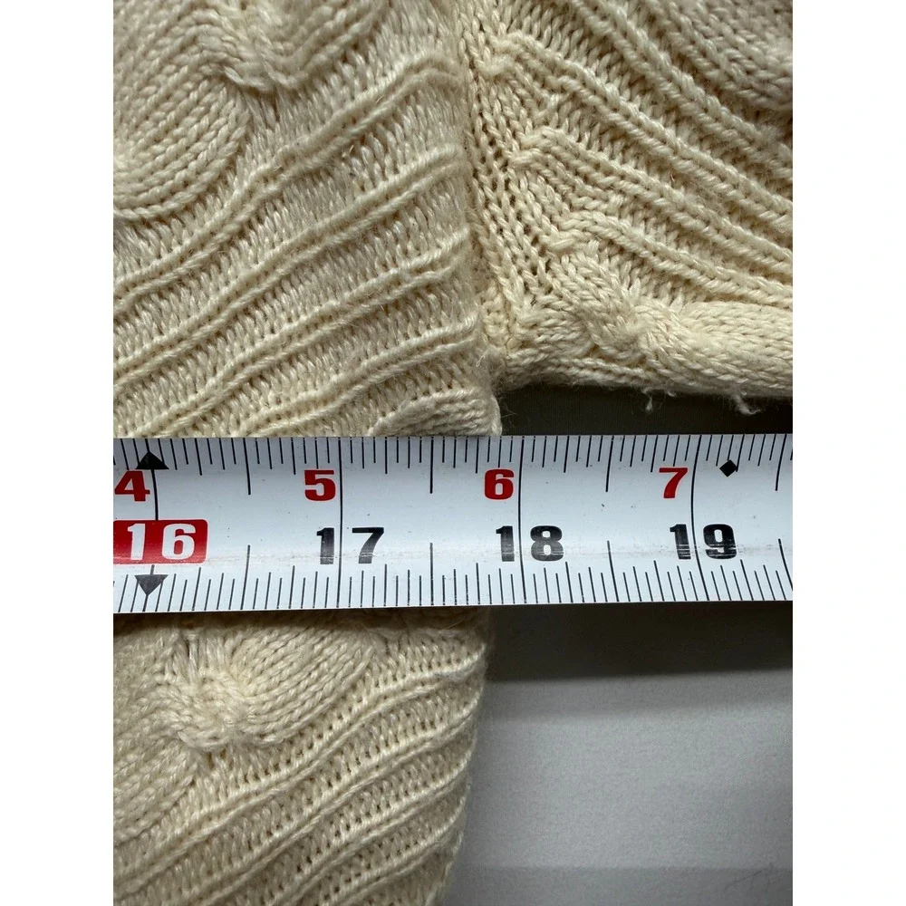 Sigrid Olsen Womens Cream Cable Knit Open Front Draped Asymmetrical Cardigan S